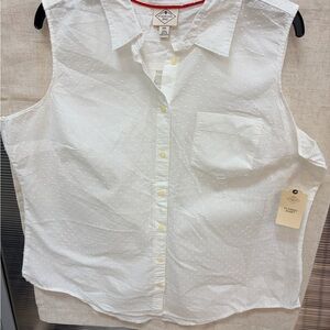 St. John's Bay White Sleeveless Button Down Shirt